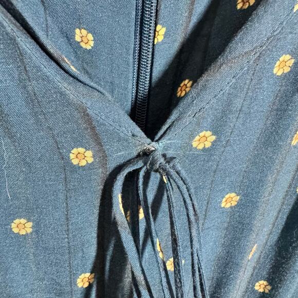 Farm Rio Rosewood Jumpsuit Anthropologie Women M Blue Floral Boho Cottage Modest - Picture 6 of 10